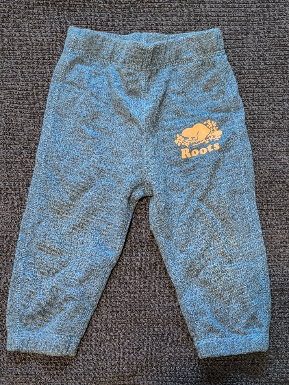 Roots Toddler Blue Sweatpants with Cream Beavertail Logo